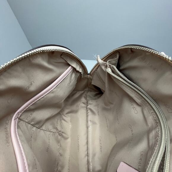 Calvin Klein Leather Light Pink Multi-Pocket Double Strap Hand Bag Purse - Picture 10 of 11